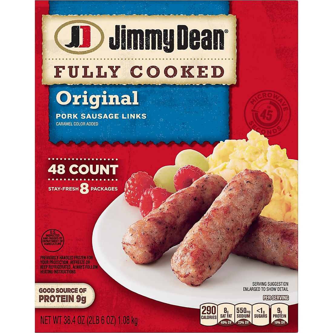 Jimmy Dean Fully Cooked Original Pork Sausage Links, 48 ct. 2.6 LB