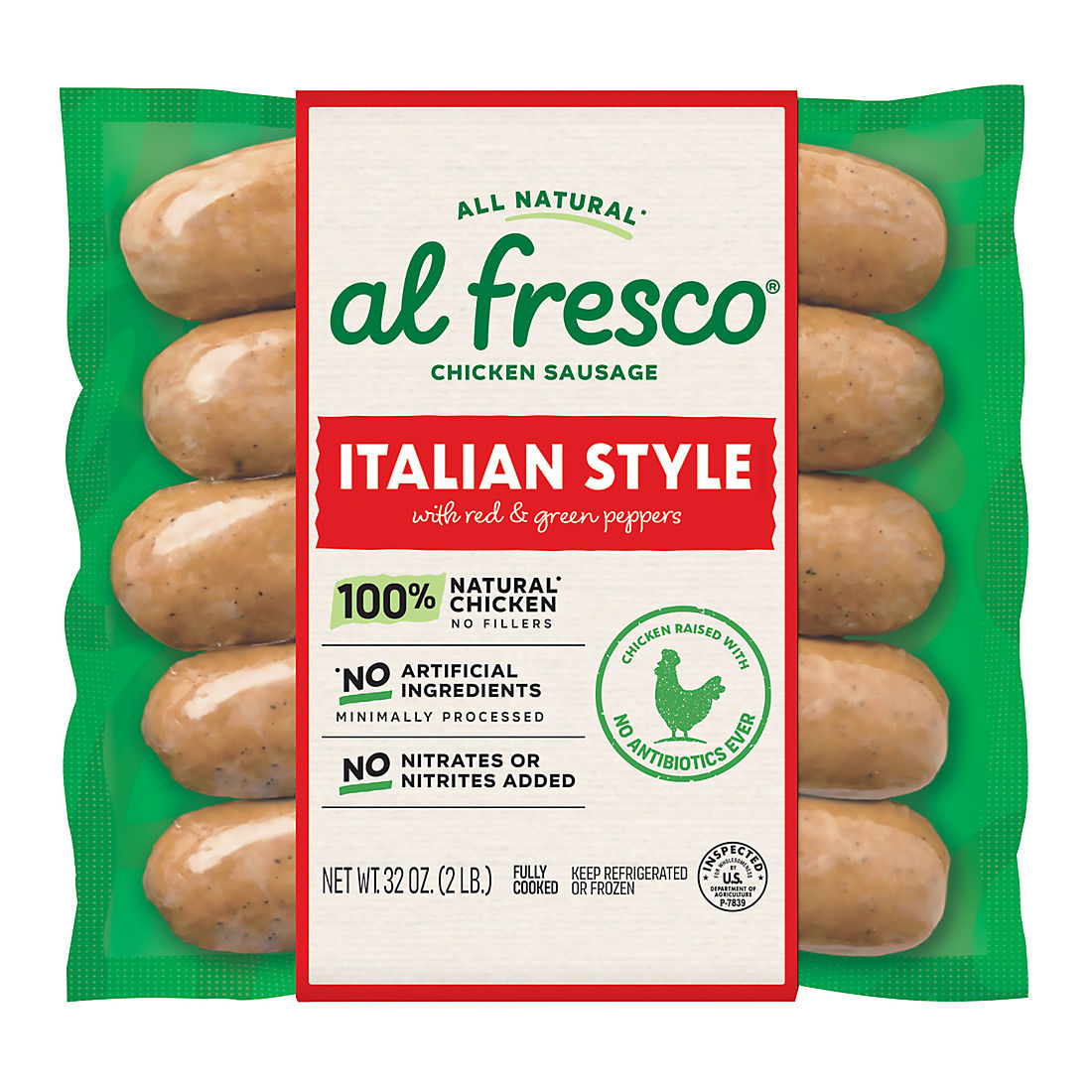 Al Fresco Italian Style Chicken Dinner Sausage, 2 lbs.