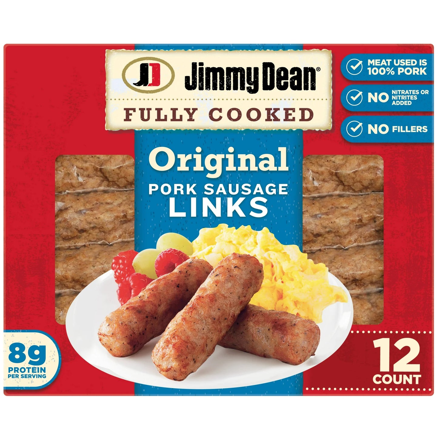 Jimmy Dean Fully Cooked Original Pork Sausage Links, 9.6 oz, 12 Count W