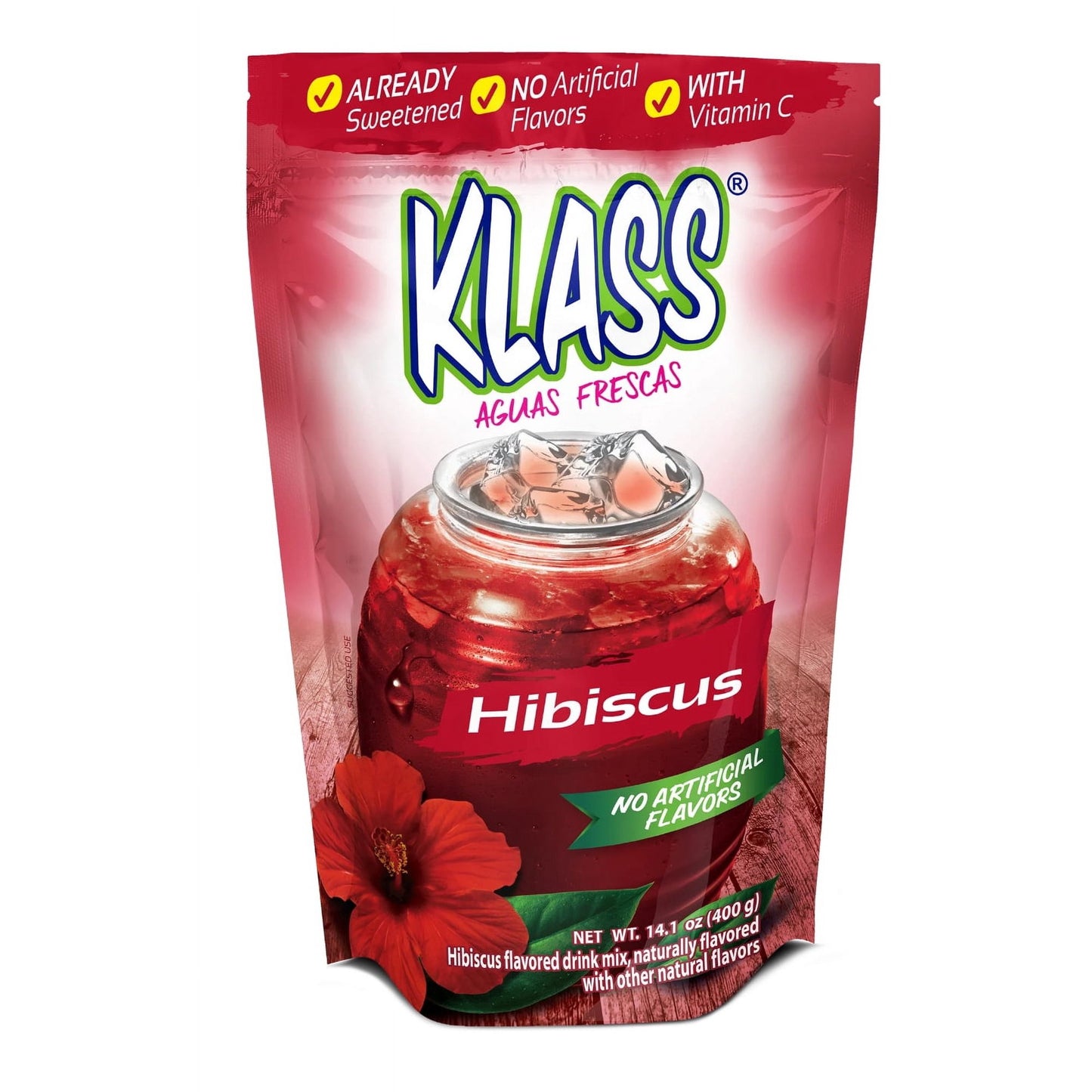 Klass Aguas Frescas Hibiscus, with Vitamin C, Powdered Drink Mix, 14.1oz