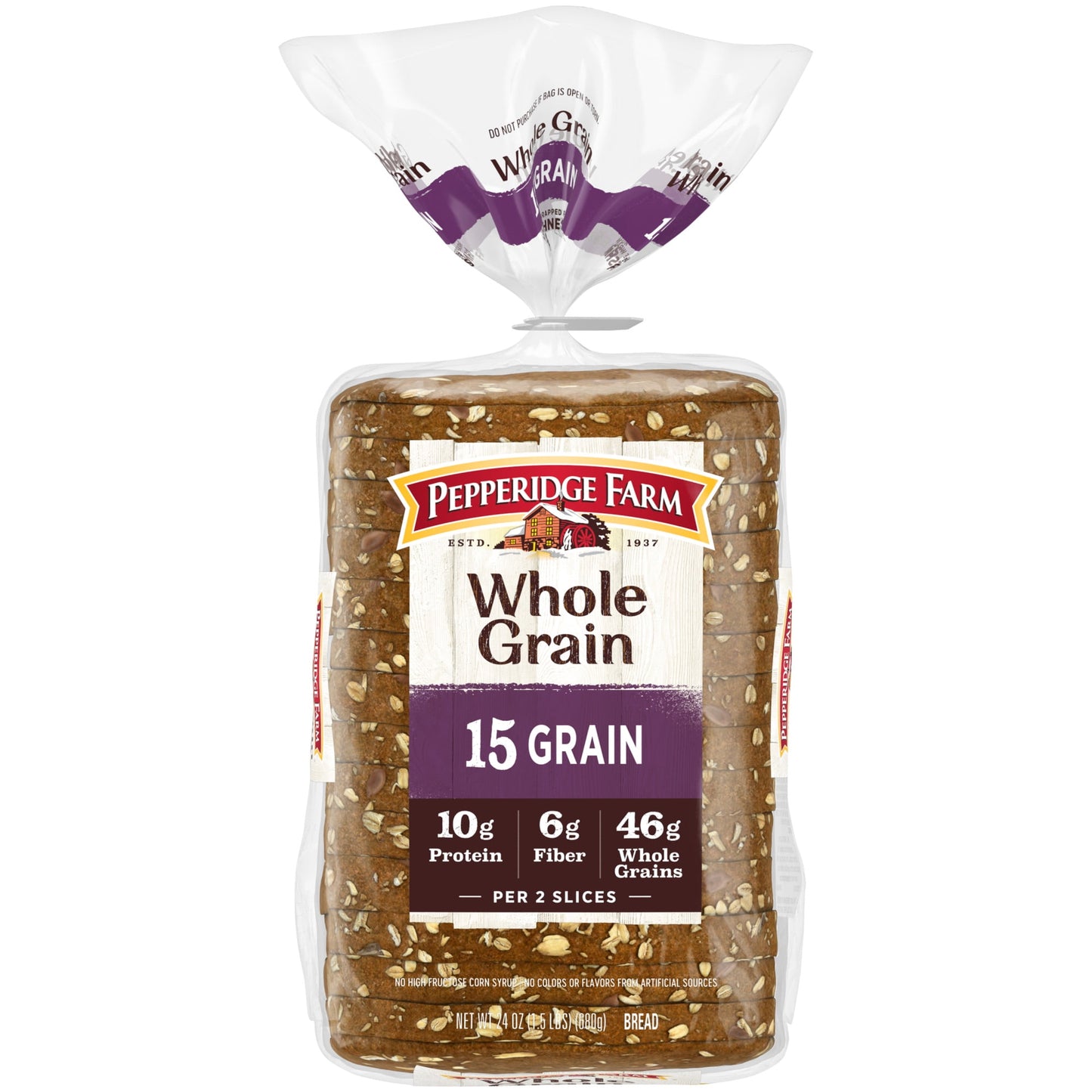 Pepperidge Farm Whole Grain 15 Grain Bread, 24 oz Loaf