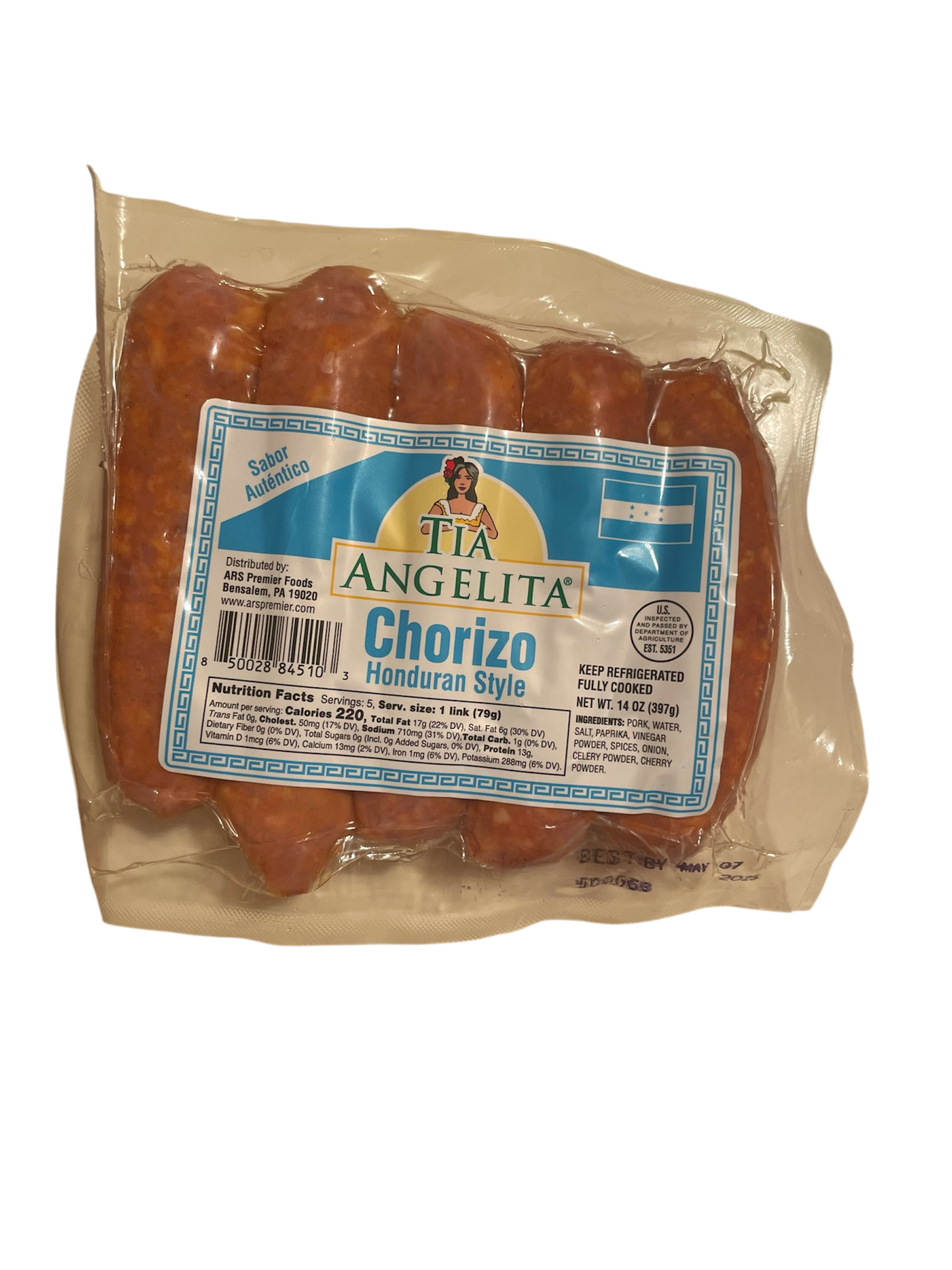 TIA ANGELITA HONDURAN STYLE CHORIZO 14 oz PORK P