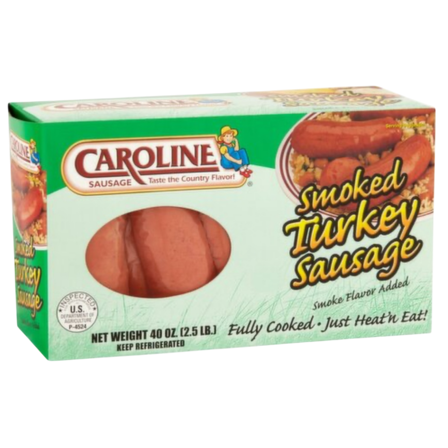 CAROLINE SMOKED TURKEY SAUSAGE (PORK CASING) 40 OZ 2.5 LBS