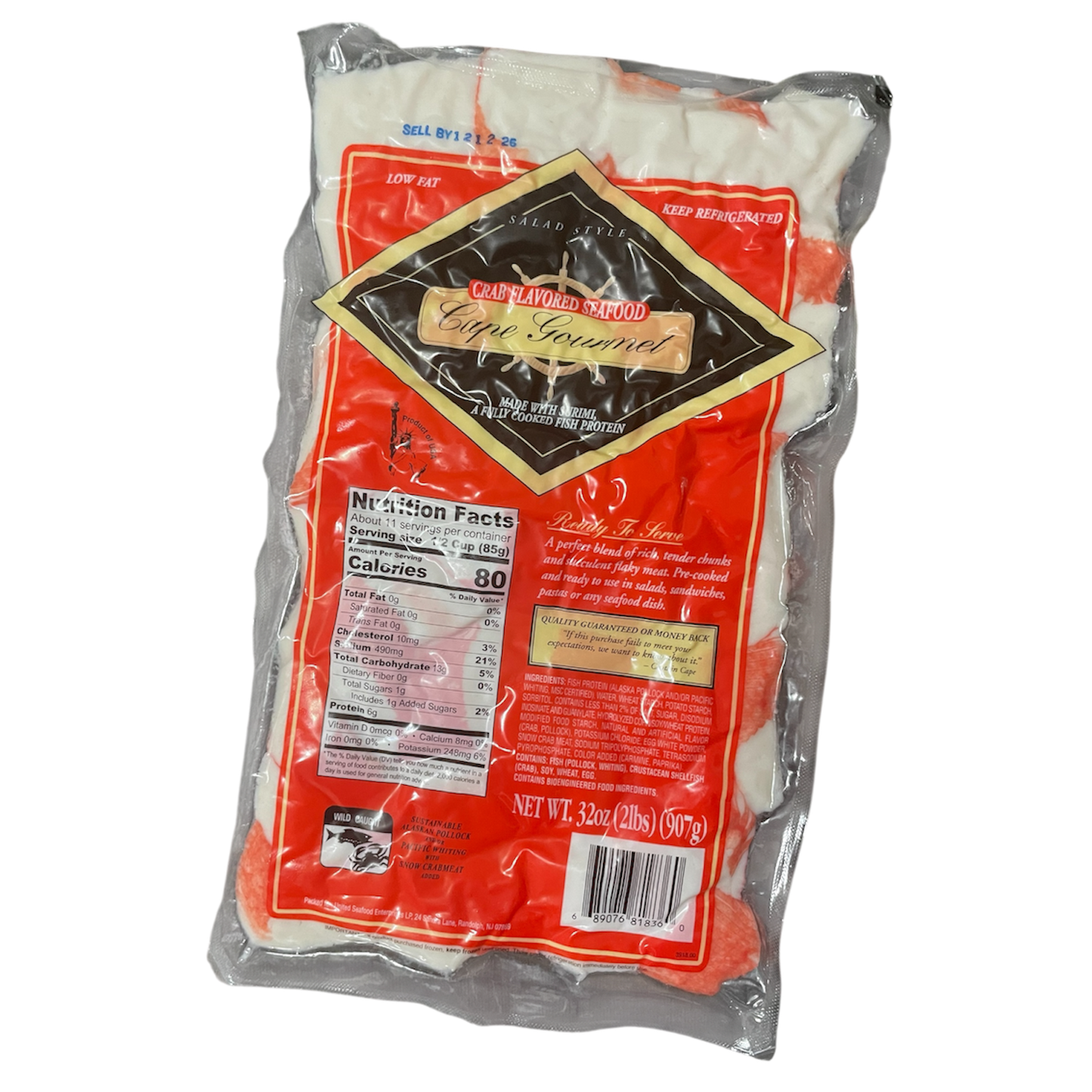 Cape Gourmet Salad Style Crab Flavored Seafood, 32 oz LABELED PRE COOKED