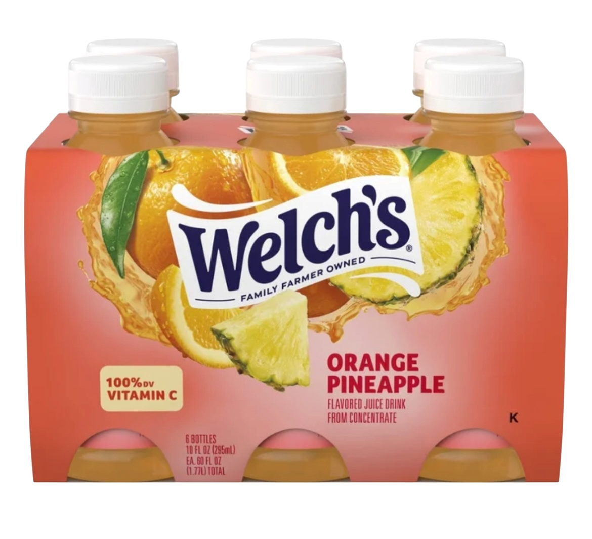 Welch's Orange Pineapple Juice Drink, 10 fl oz On-the-Go Bottle (Pack of 6) 4.8 LBS