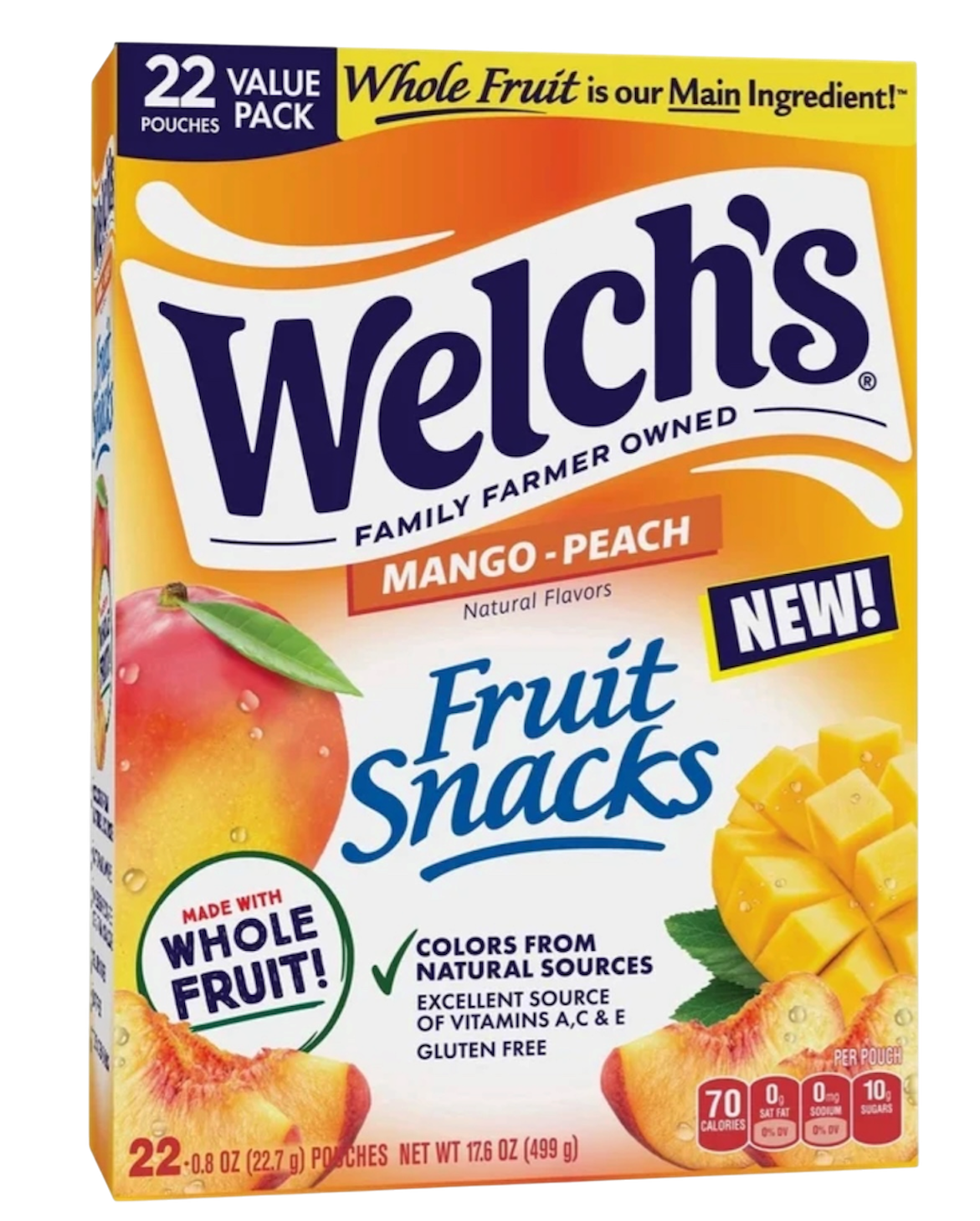 Welch's Fruit Snacks Mango-Peach Soft Fruit Snacks, .8 oz, 22 Count 1.2 LBS
