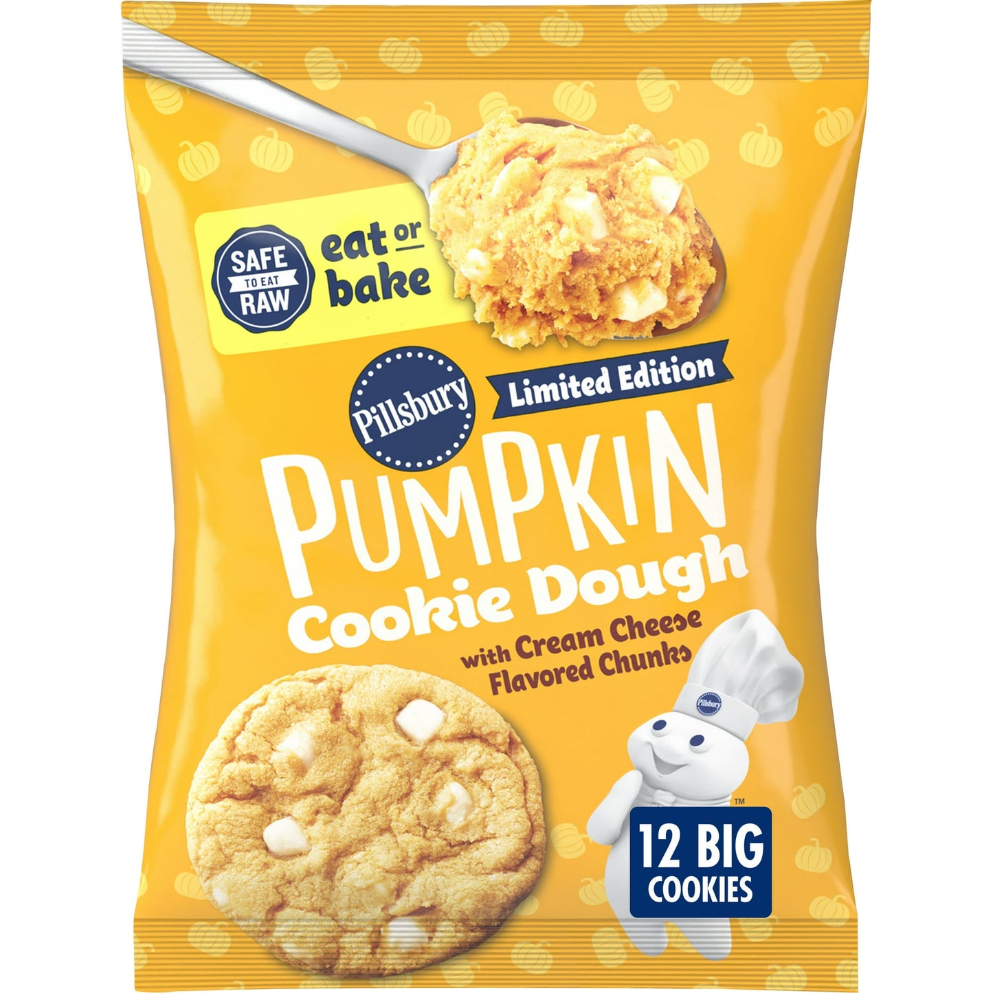 Pillsbury Limited Edition Pumpkin Cookie Dough with Cream Cheese Flavored Chunks, 14 oz