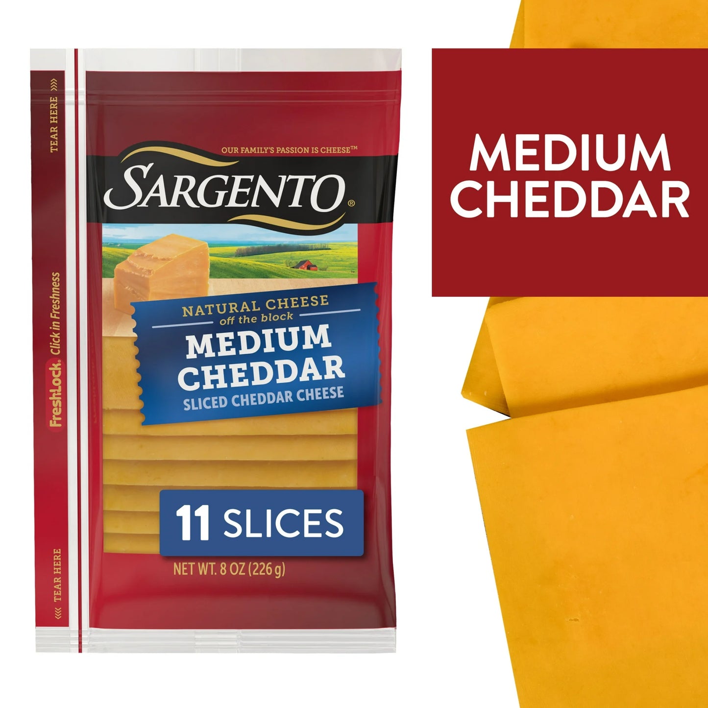 Sargento® Sliced Medium Natural Cheddar Cheese, 11 slices