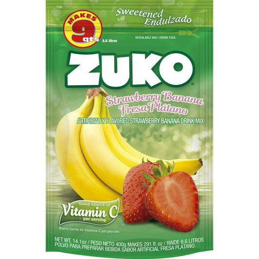 Zuko Strawberry Banana Instant Powder Drink 14.1 oz