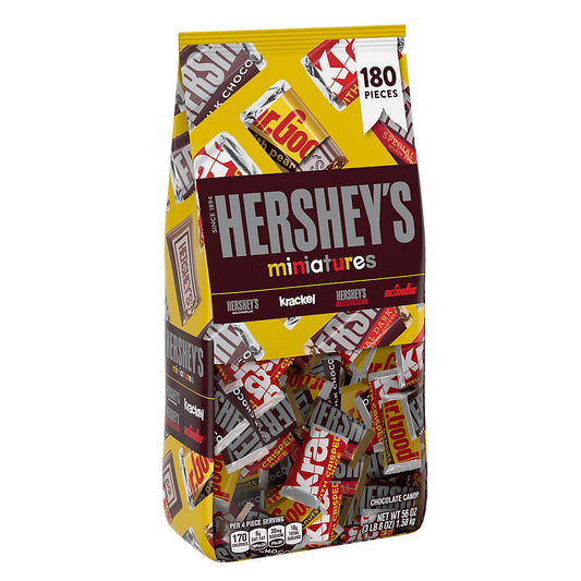 Hershey's Miniatures Assorted Milk And Dark Chocolate Candy Bars, 180 pk./56 oz.
