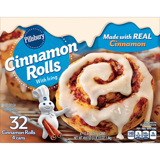 Pillsbury Cinnamon Rolls with Icing, Bakes 32 Rolls, 4 pk.
