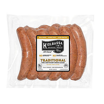 Kiolbassa Traditional Pork & Beef Hickory Smoked Sausage, 11 Links, 2.6 LBS