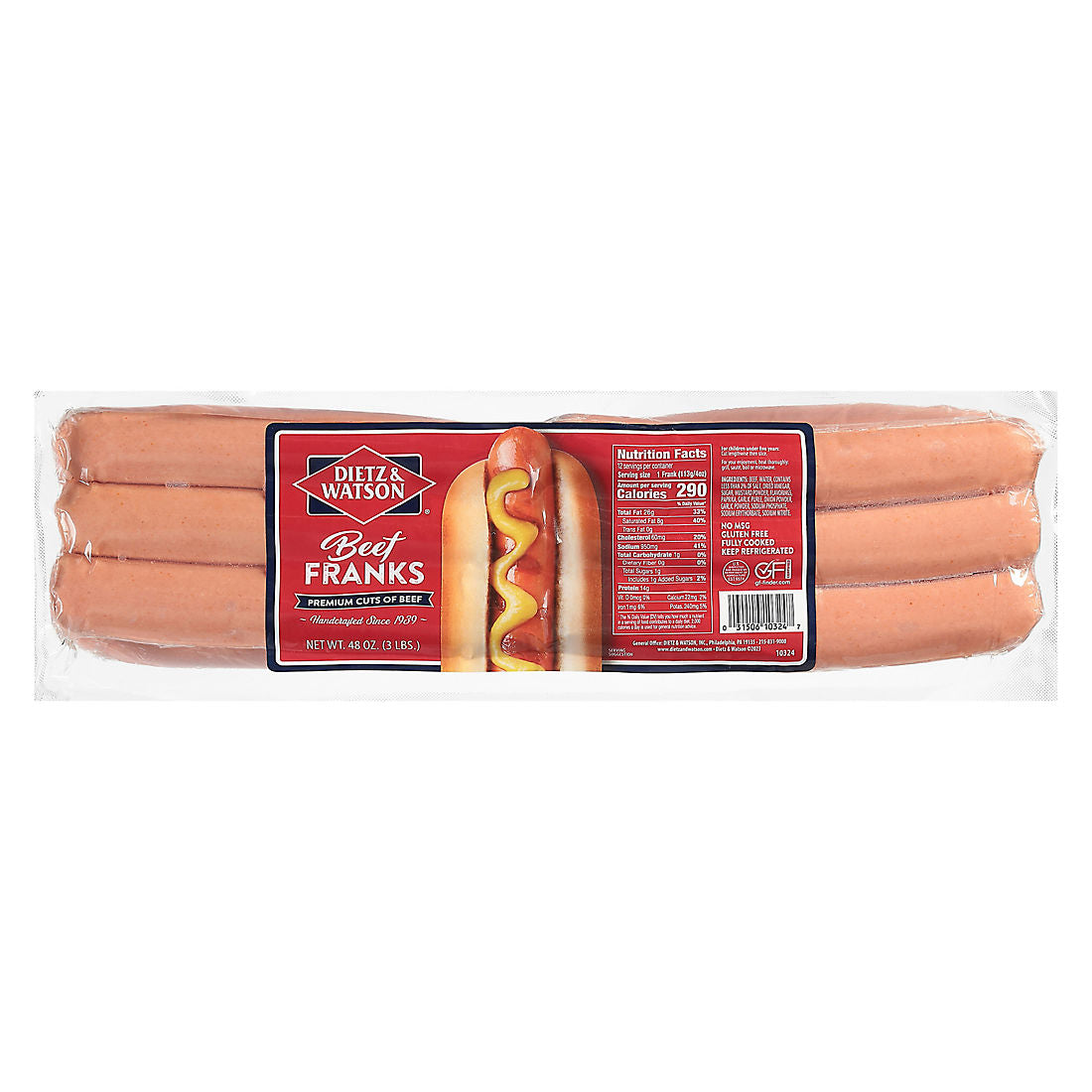 Dietz & Watson Beef Franks, 3 lbs.