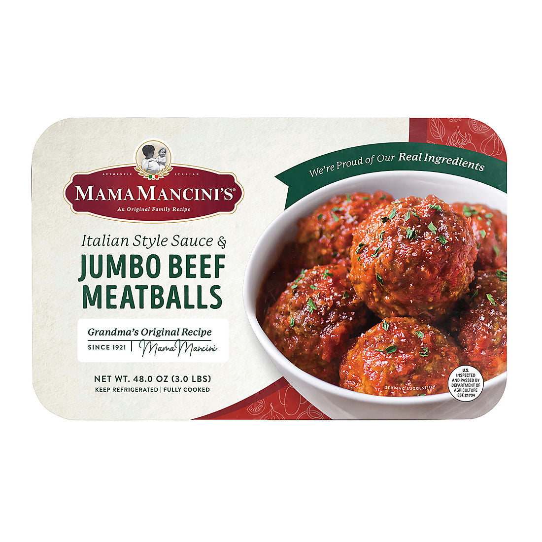 Mama Mancini's Jumbo Beef Meatballs in Italian Style Sauce, 3 lbs.