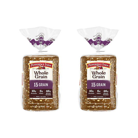Pepperidge Farm Whole Grain 15 Grain Bread, Loaf, 2 pk./3 LB