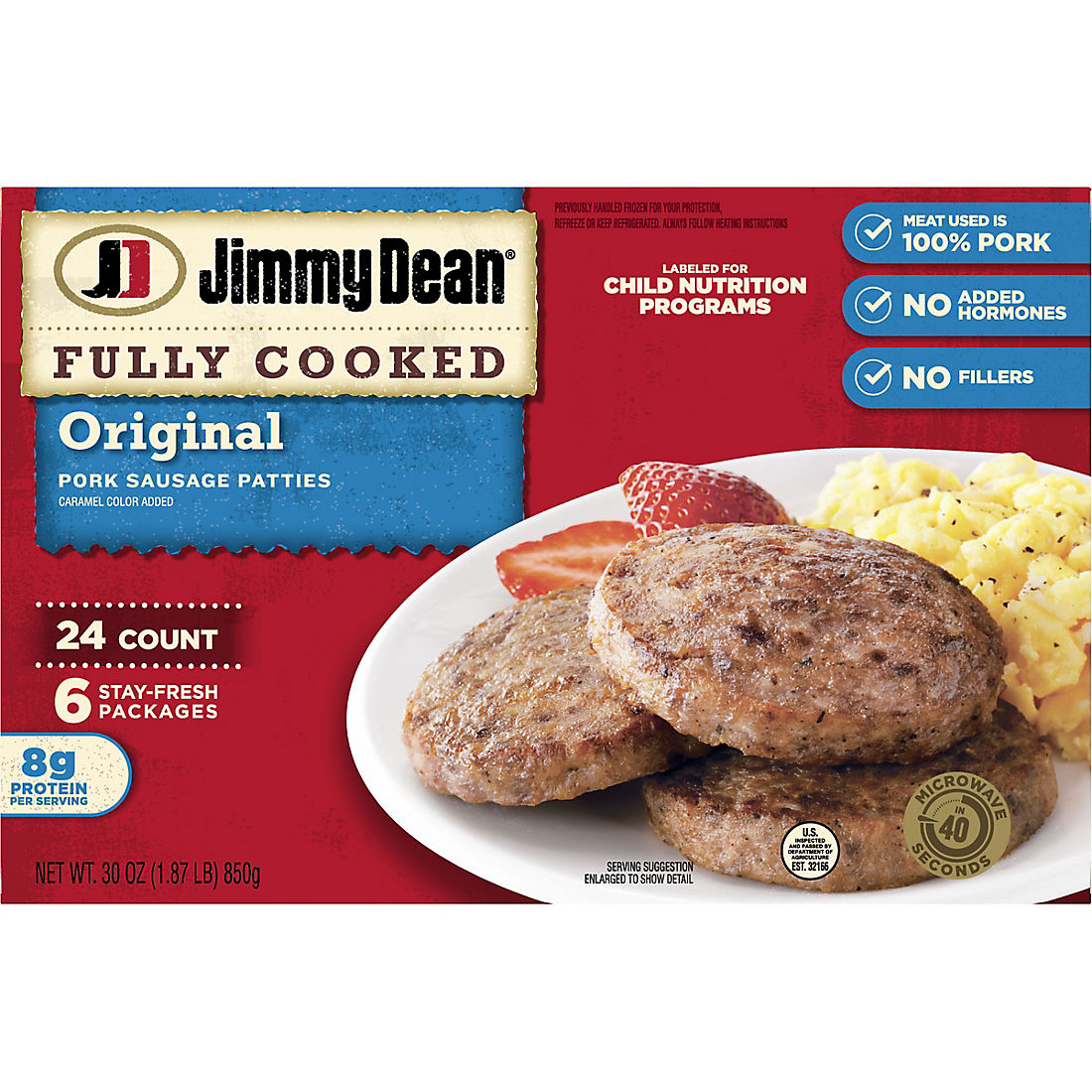 Jimmy Dean Original Pork Sausage Patties, 24 ct. 1.9 LB