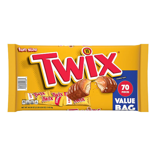 Twix Caramel Chocolate Cookie Fun Size Halloween Candy Bars Value Pack, 70 ct. 2.9 LB
