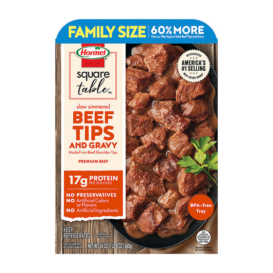 Hormel Square Table Family Size Slow Simmered Beef Tips & Gravy, 1.8 LB
