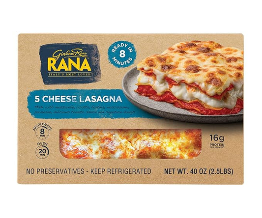 Giovanni Rana Homestyle Lasagna Five Cheese Premium Meal Kit Tray (Family Size, 40oz, Fresh)