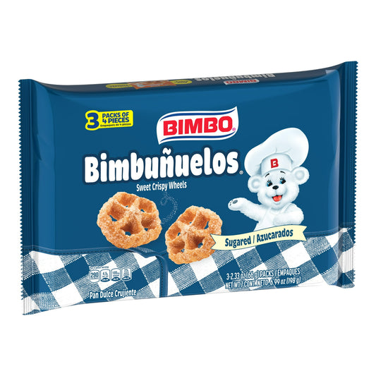 Bimbo Bimbuñuelos Sugar Sweet Crispy Wheels, 3 packs, Pastries, 6.99 oz Tray