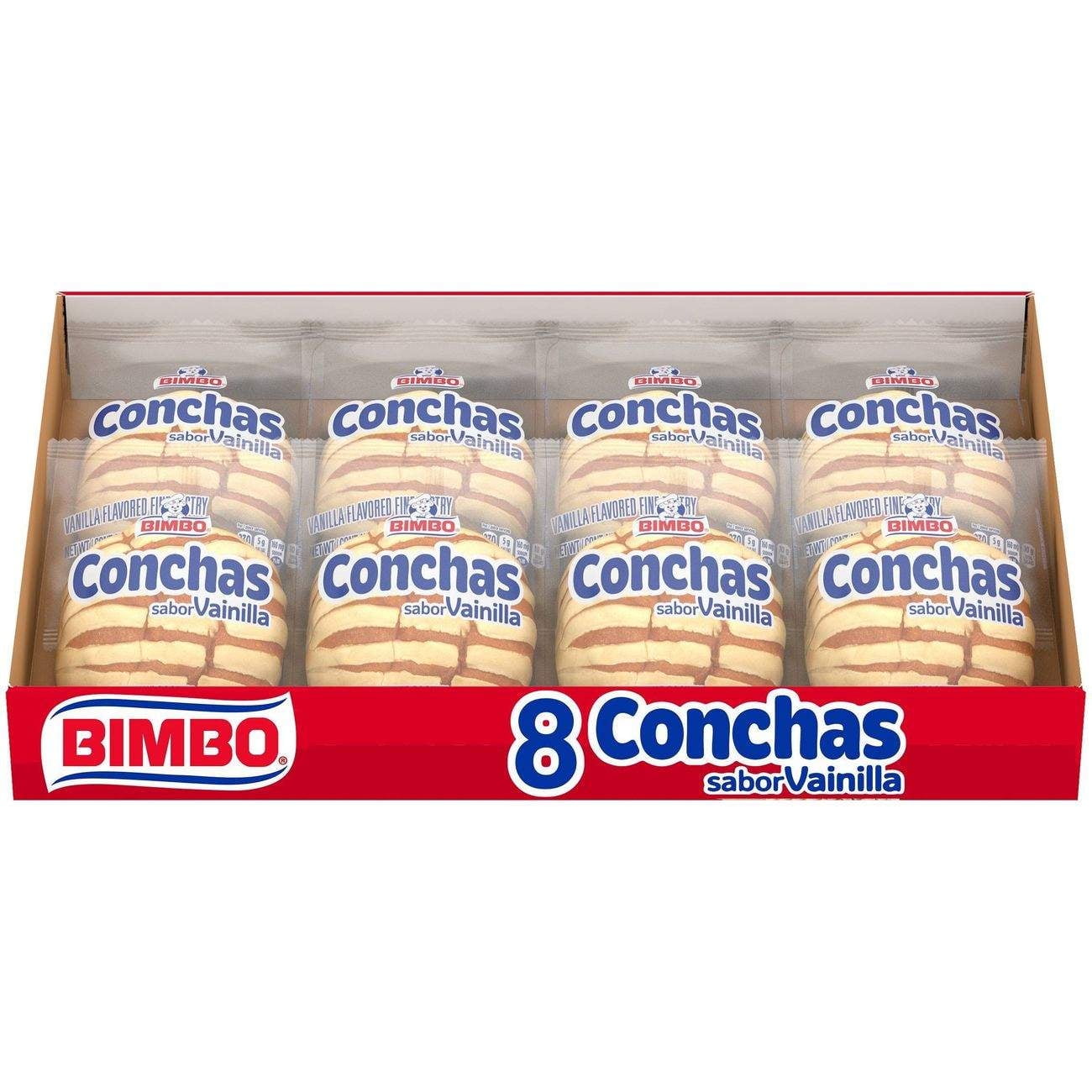 Bimbo Vanilla-Flavored Conchas Pastries, Soft Sweet Bread, 8 Pack 1.1 LB