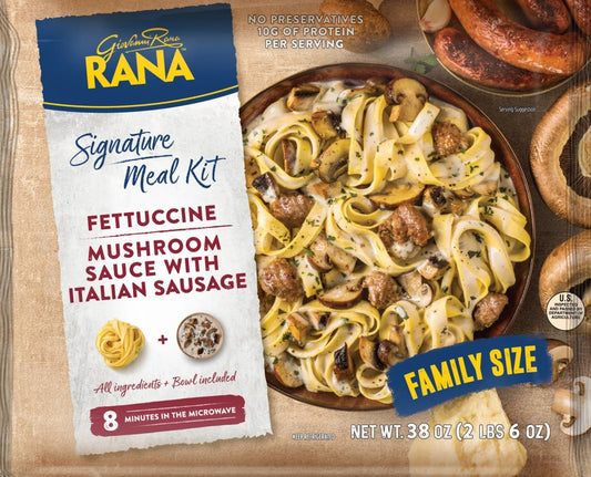Giovanni Rana Fettuccine Sausage & Mushroom Premium Meal Kit Tray (Family Size, 38oz), Refrigerated w