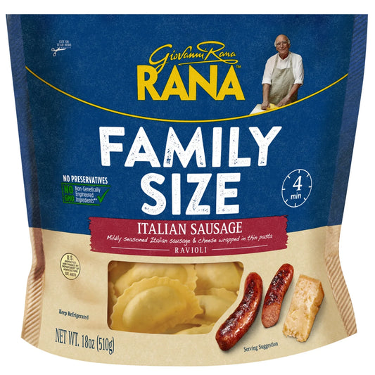 Giovanni Rana Homestyle Ravioli Italian Sausage Premium Filled Italian Pasta Bag (Family Size, 18oz)