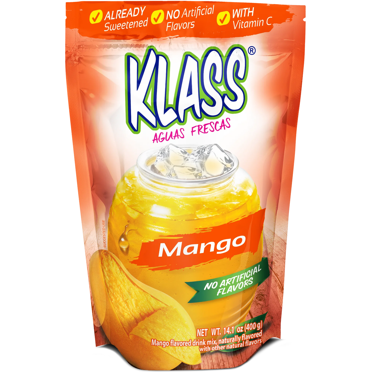 Klass Aguas Frescas Mango, with Vitamin C, Multiserve, Powdered Drink Mix, 14.1oz