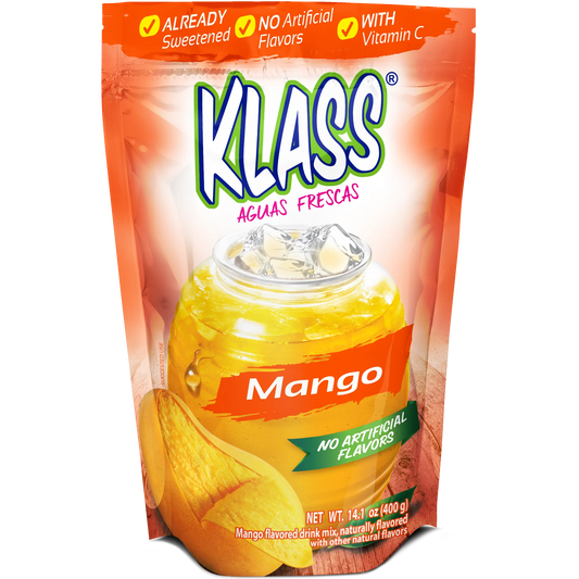 Klass Aguas Frescas Mango, with Vitamin C, Multiserve, Powdered Drink Mix, 14.1oz