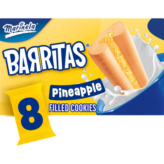 Marinela Barritas Piña Filled Cookies, 8 packs, Pineapple Cookie Bars, 18.88 oz Multipack