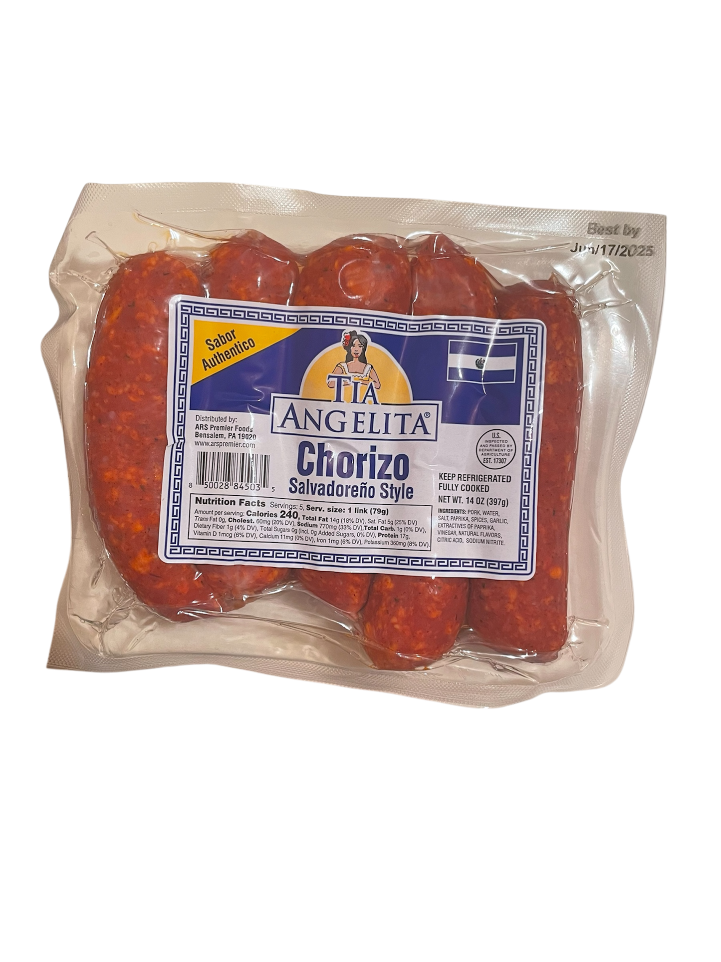 TIA ANGELITA Salvadoreño Chorizo Sausage 14 oz