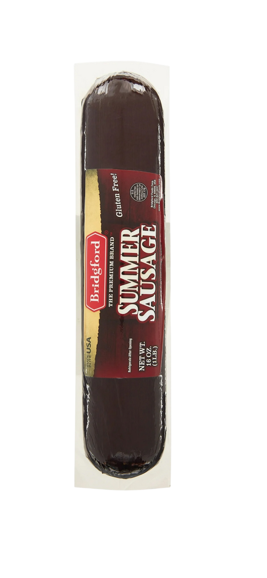 Bridgford Gluten-Free Original Summer Sausage, 16 oz Pack - Premium Quality & Fully Cooked