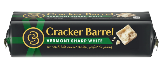 Cracker Barrel Vermont Sharp White Cheddar Cheese, 8 oz Block