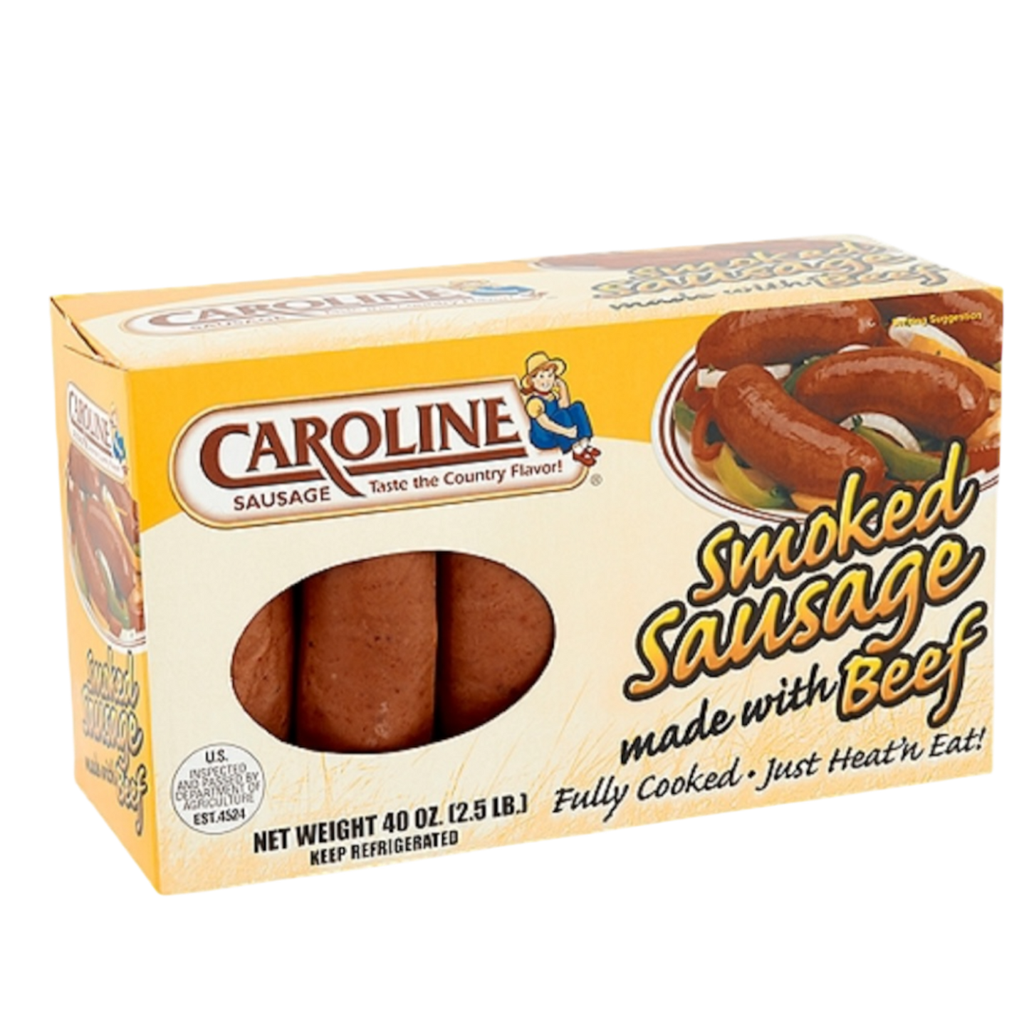 CAROLINE SMOKED SAUSAGE MADE WITH BEEF (PORK CASING) 40 OZ 2.5 LBS