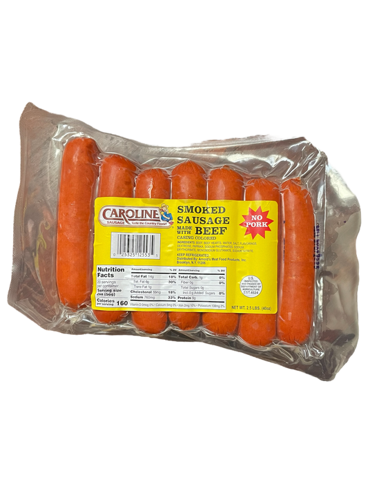 CAROLINE SMOKED BEEF SAUSAGE (NO PORK) 40 OZ