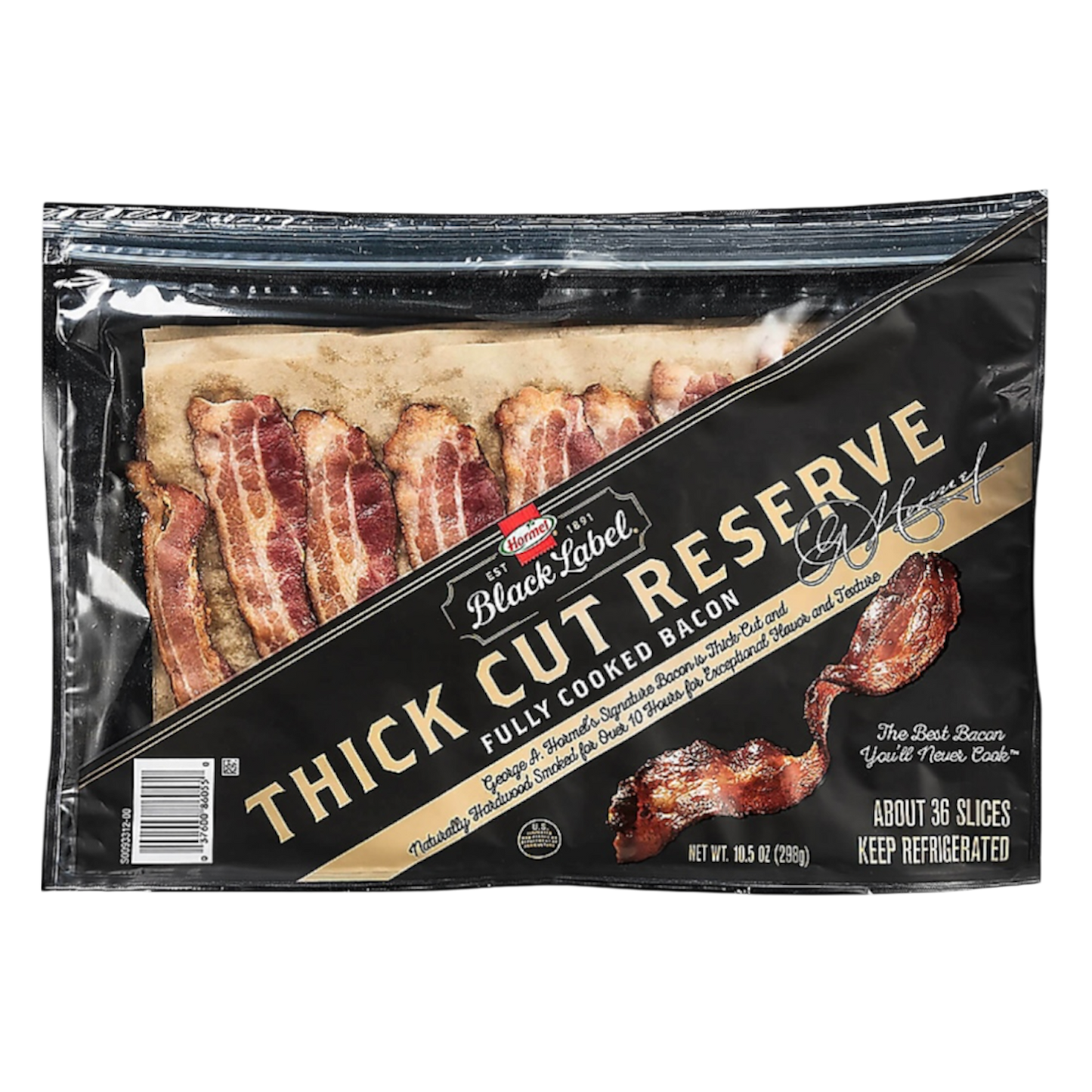Hormel Black Thick Cut Fully Cooked Bacon, 10.5 oz./36 ct.