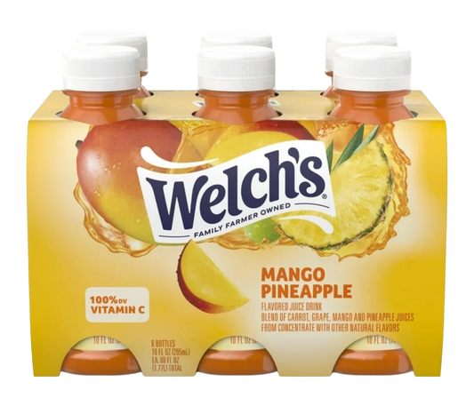 Welch's Mango Pineapple Juice Drink, 10 fl oz On-the-Go Bottle (Pack of 6) 4.8 LBS