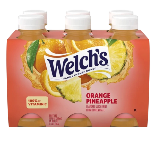 Welch's Orange Pineapple Juice Drink, 10 fl oz On-the-Go Bottle (Pack of 6) 4.8 LBS