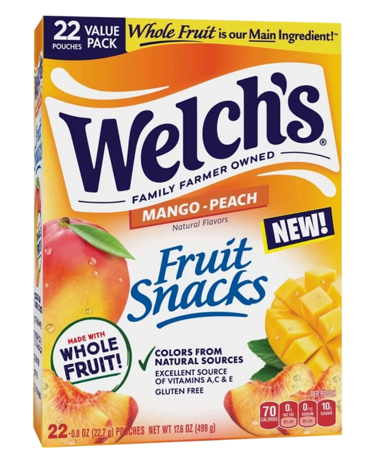 Welch's Fruit Snacks Mango-Peach Soft Fruit Snacks, .8 oz, 22 Count 1.2 LBS