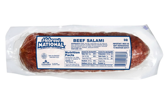 Hebrew National Beef Salami, 32 oz. KOSHER/NO PORK