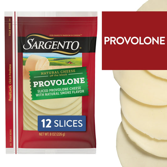Sargento® Sliced Provolone Natural Cheese with Natural Smoke Flavor, 12 slices