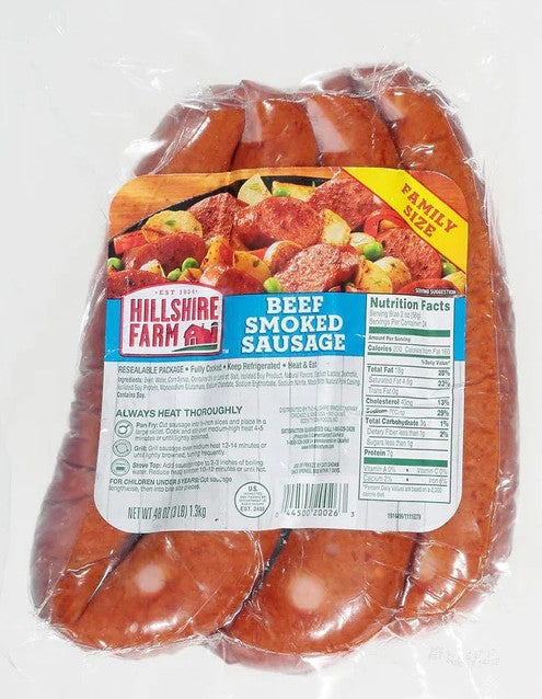 Hillshire Farm Beef Smoked Sausage Family Pack, 48 oz. **PORK CASING**